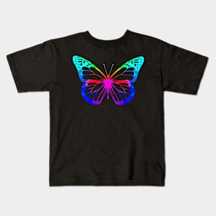 Neon Rainbow Butterfly Kids T-Shirt